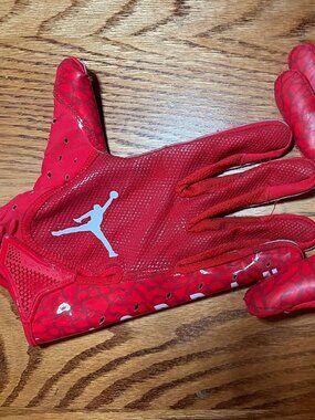 Nike Air Jordan Fly Lock Football Gloves - Red Elephant Print (Pre-Owned)